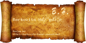 Berkovits Hágár névjegykártya